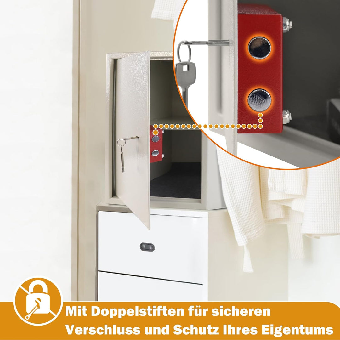UISEBRT Safe Tresor Möbeltresor mit Doppelbartschloss - Schlüsseltresor Abschliessbarer Schrank Geld