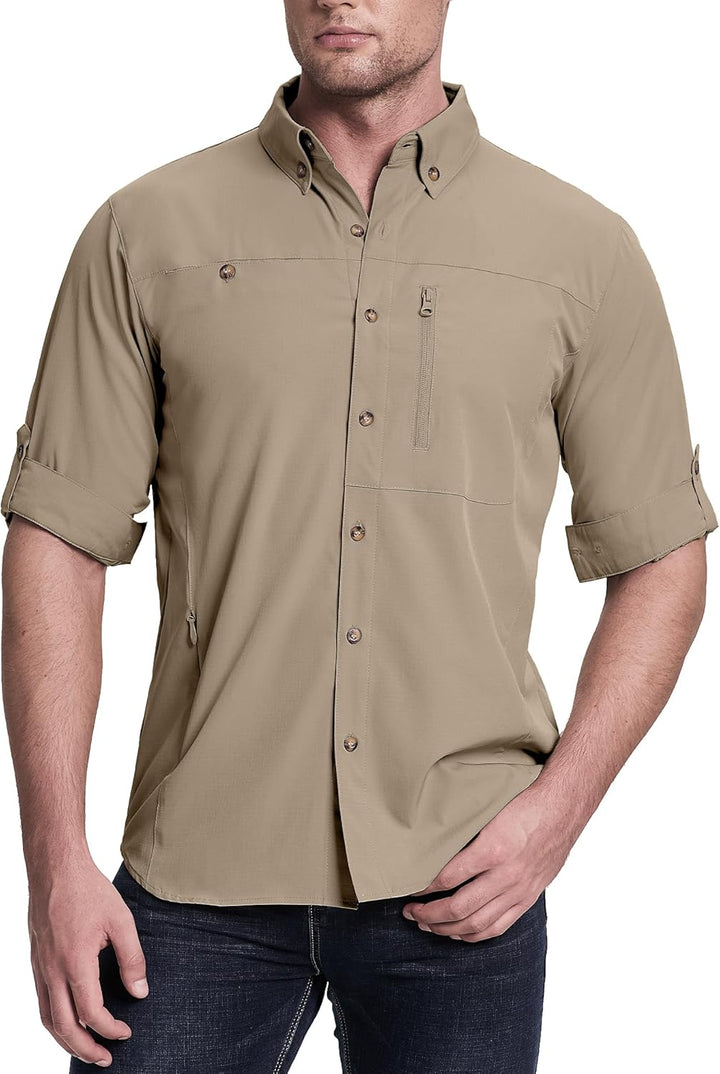 33,000ft Herren Sportshemd Männer Langarmhemd Schnelltrocknendes Leichtes Funktionshemd Atmungsaktiv