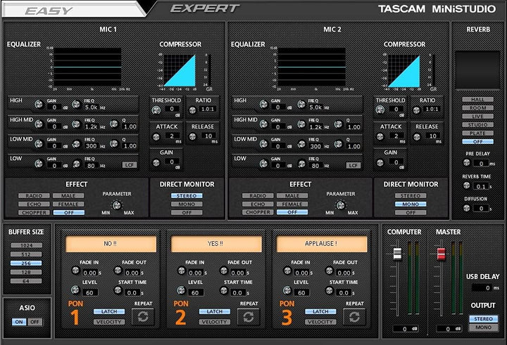 Tascam MiNiSTUDIO Creator US-42B – USB-Audio-Interface für Streaming, Podcasting, Personal Broadcast