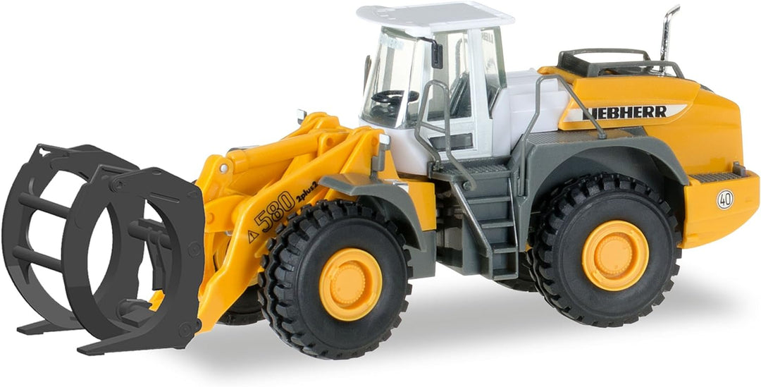 herpa Other License 306843 – Radlader L580, Loghandler mit Greifer, Liebherr Baustellen Fahrzeug, Mo