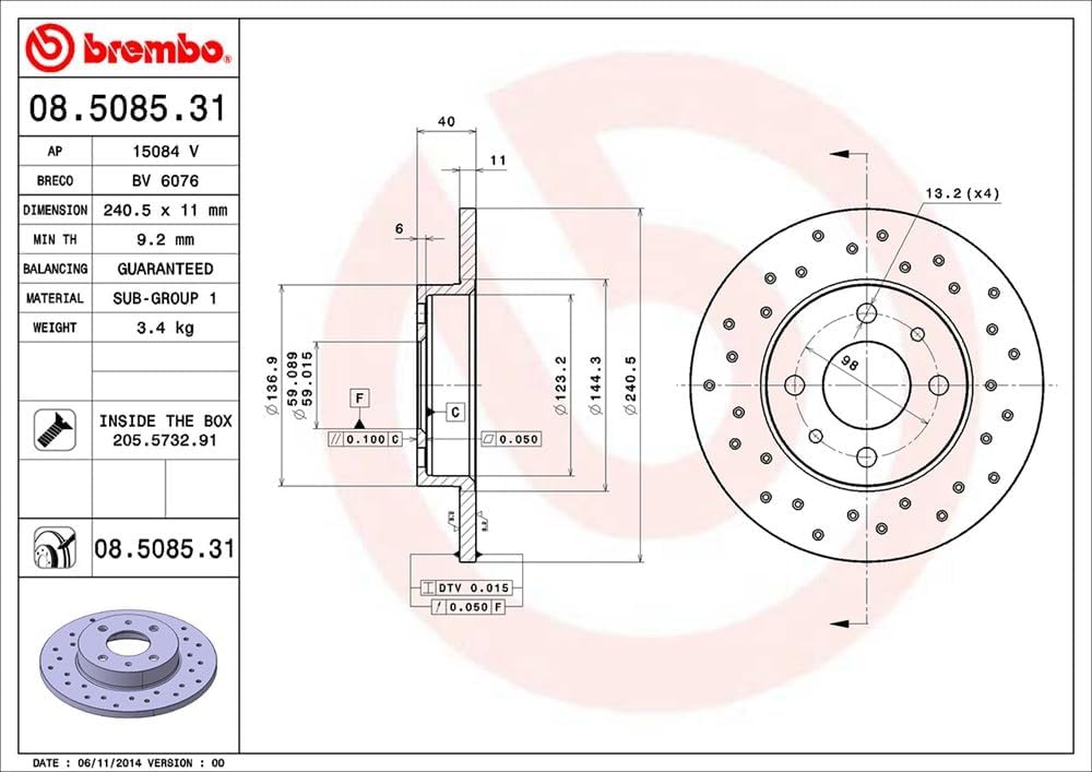 BREMBO 08.5085.31 Bremsscheiben