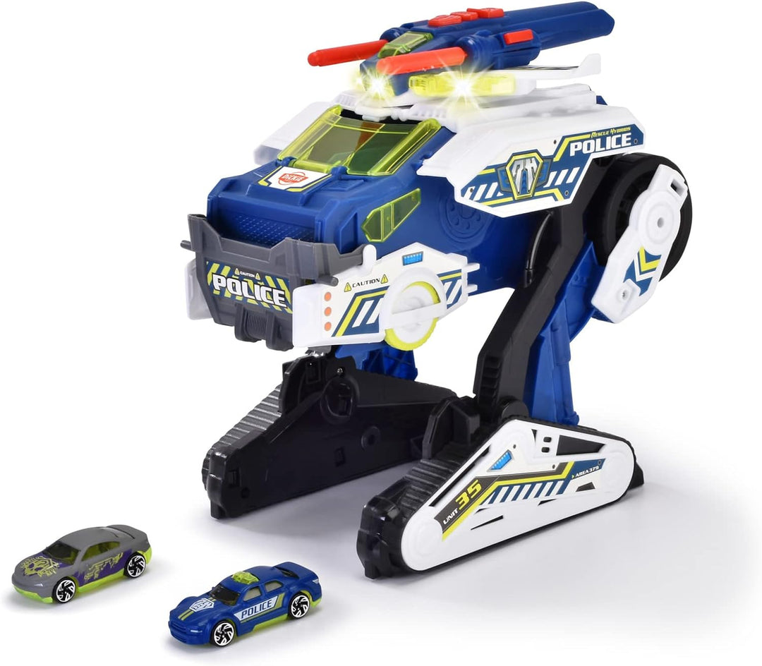 Dickie Toys Rescue Hybrids Polizei-Fahrzeug Police Bot (35 cm) - futuristisches Polizeiauto (gross)