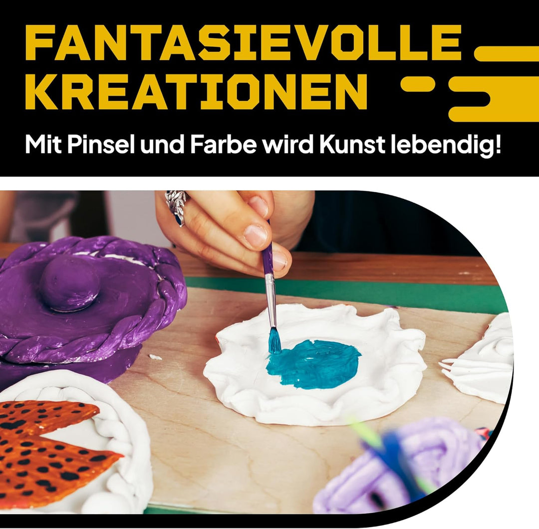 DIBYS Töpfer-Set für Kinder & Erwachsene | Mit Modellier-Werkzeug, Ton lufttrocknend & grau, Farbe &