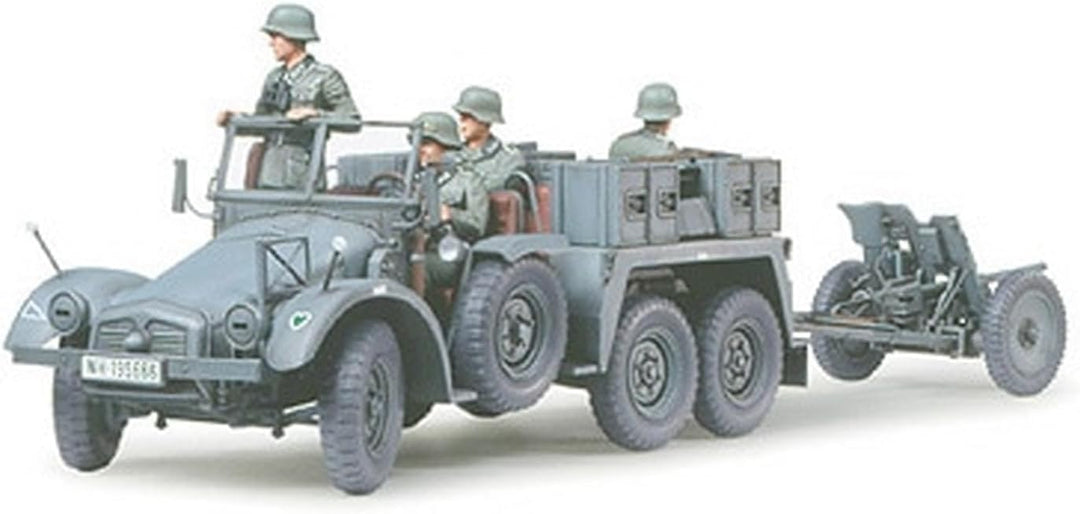 TAMIYA 300035259 - 1:35 WWII Deutsche Krupp Protze mit PAK (4), 37 mm, Grau