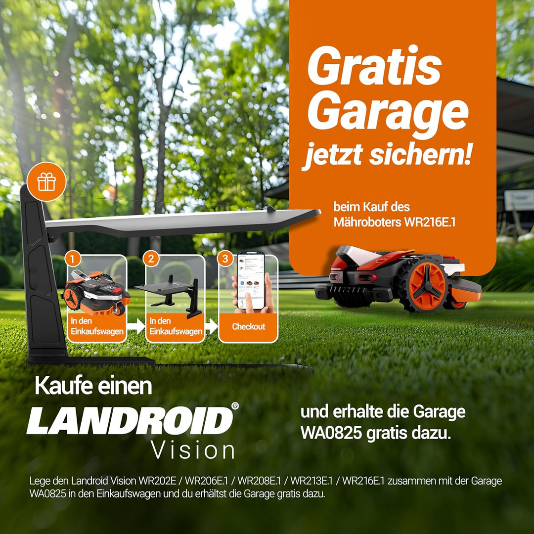 WORX Landroid Vision L1600 Mähroboter WR216E.1 für Gärten bis 1600m², AI Rasenmäher Roboter ohne Beg