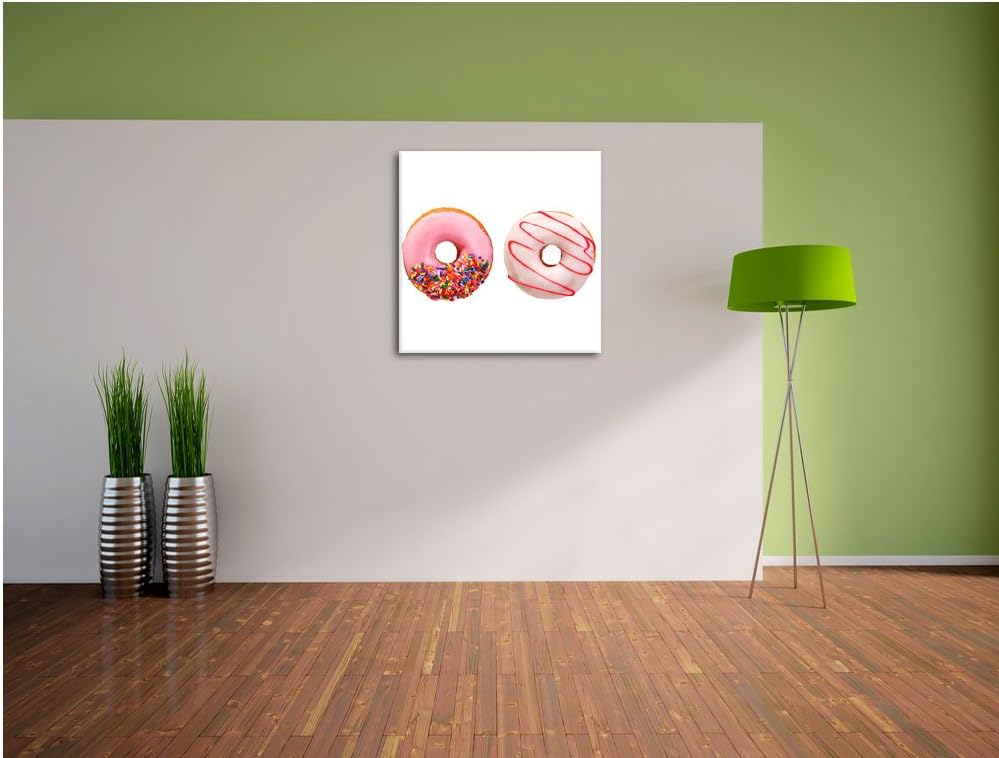 Glasierte Donuts, Format: 70x70 auf Leinwand, XXL riesige Bilder fertig gerahmt mit Keilrahmen, Kuns