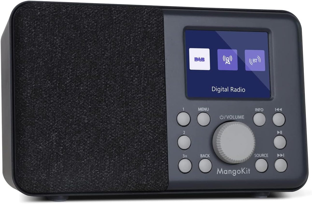 MangoKit MD3 DAB/DAB+ und UKW tragbares Digitalradio, Bluetooth-Lautsprecher, Kopfhörer, 40 voreinge