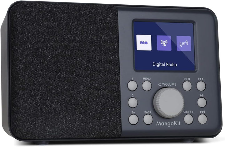 MangoKit MD3 DAB/DAB+ und UKW tragbares Digitalradio, Bluetooth-Lautsprecher, Kopfhörer, 40 voreinge