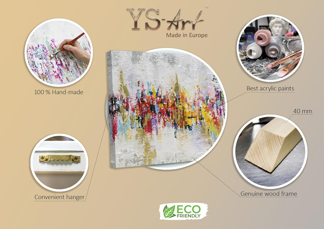 YS-Art Abstrakt Acryl Gemälde auf Leinwand handgemalt Abstraktion II Wandbilder Wohnzimmer moderne f