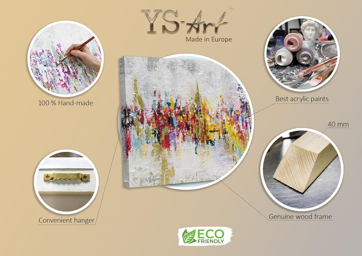 YS-Art Abstrakt Acryl Gemälde auf Leinwand handgemalt Abstraktion II Wandbilder Wohnzimmer moderne f