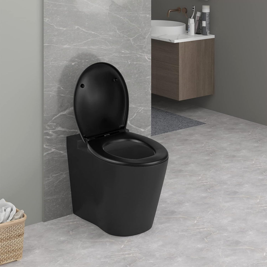 WOLTU Premium Toilettendeckel Matt-schwarz,WC Sitz mit Absenkautomatik Oval,Klodeckel Softclose,Quic