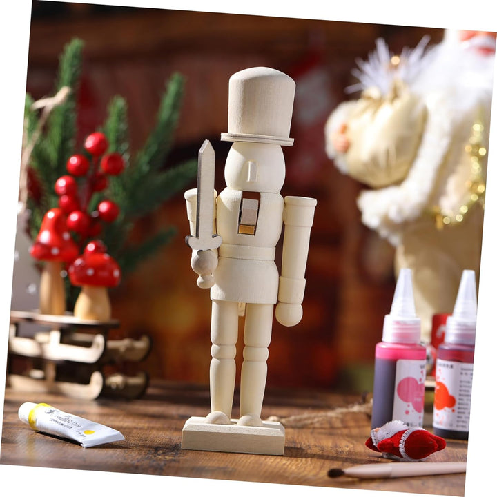 MAGICLULU 1 Stück Weihnachten Unvollendeter Nussknacker DIY Rohling Unbemalt Nussknacker Puppe Klein