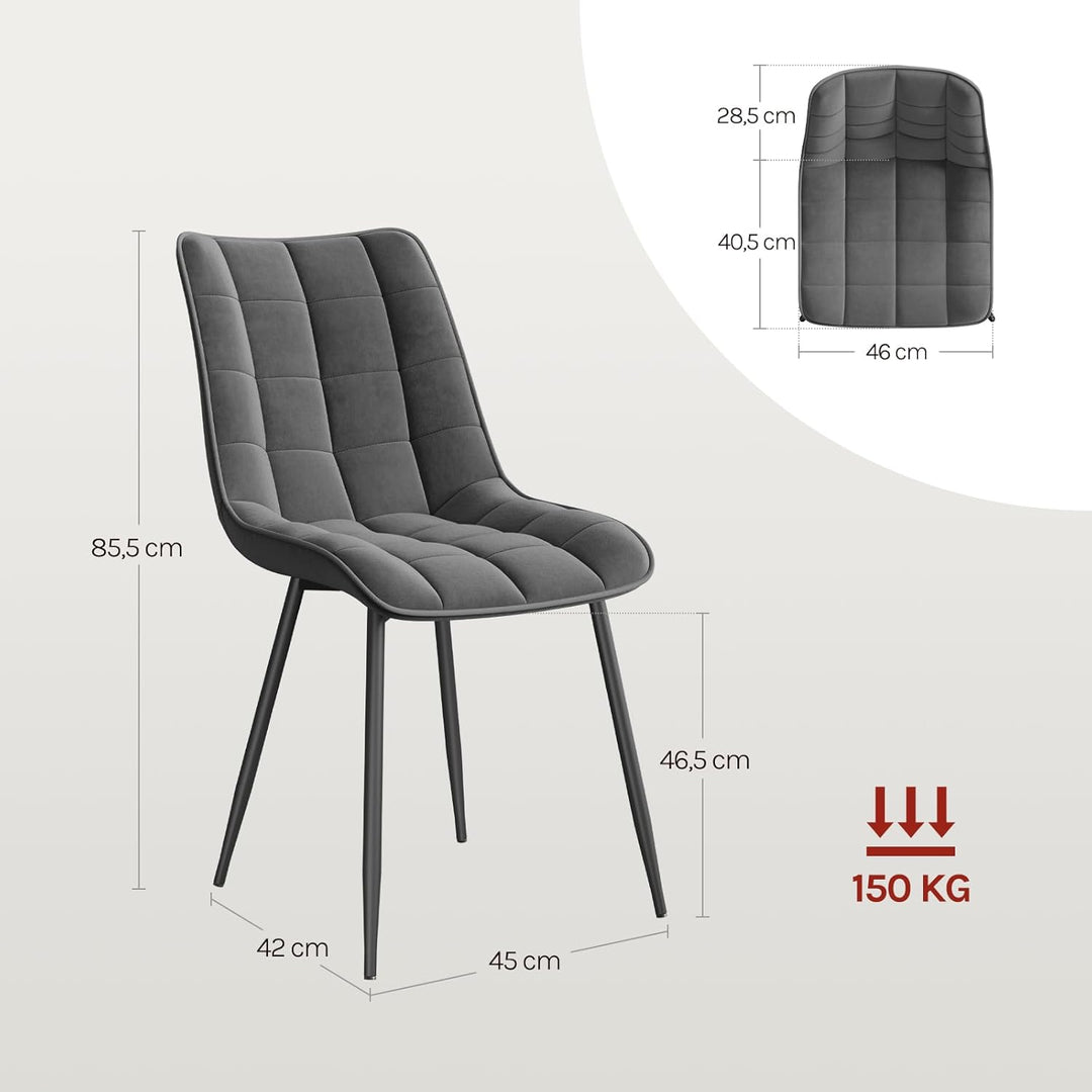 WOLTU® Esszimmerstühle BH142dgr-2 2er Set Küchenstuhl Polsterstuhl Wohnzimmerstuhl Sessel mit Rücken