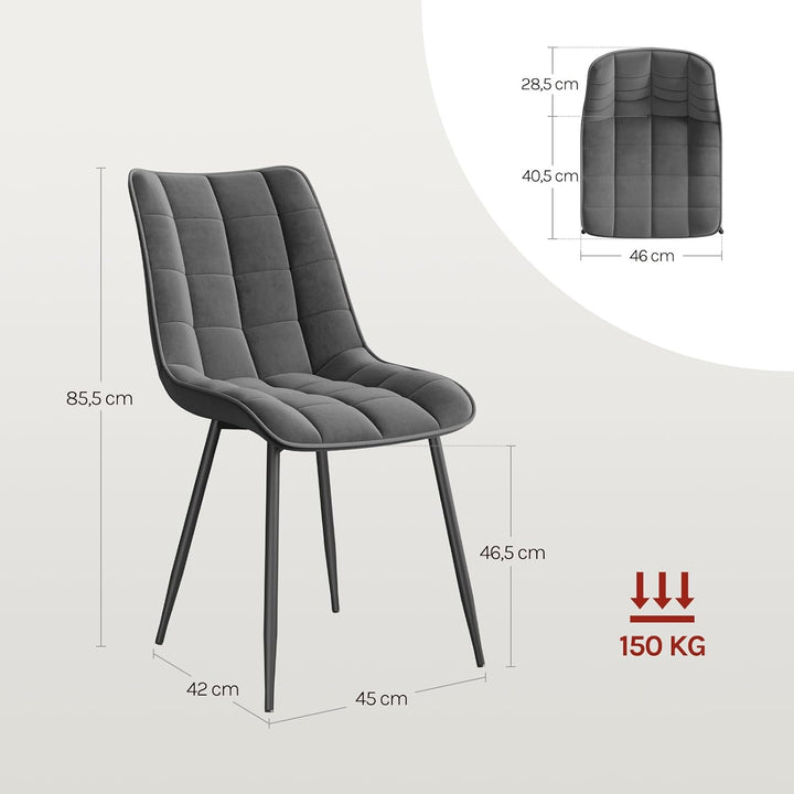 WOLTU® Esszimmerstühle BH142dgr-2 2er Set Küchenstuhl Polsterstuhl Wohnzimmerstuhl Sessel mit Rücken