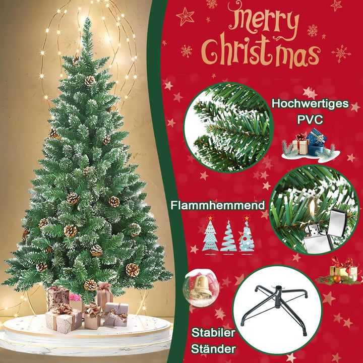 LZQ 180cm Weihnachtsbaum Künstlich PVC mit Schnellaufbau Klappsystem Tannenbaum Künstlich Christbaum