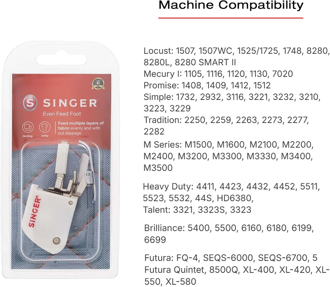 SINGER Even Feed Nähfuss – Gabel, perfekt für passende Streifen und Plaids, Quilten und Nähen mit Fl
