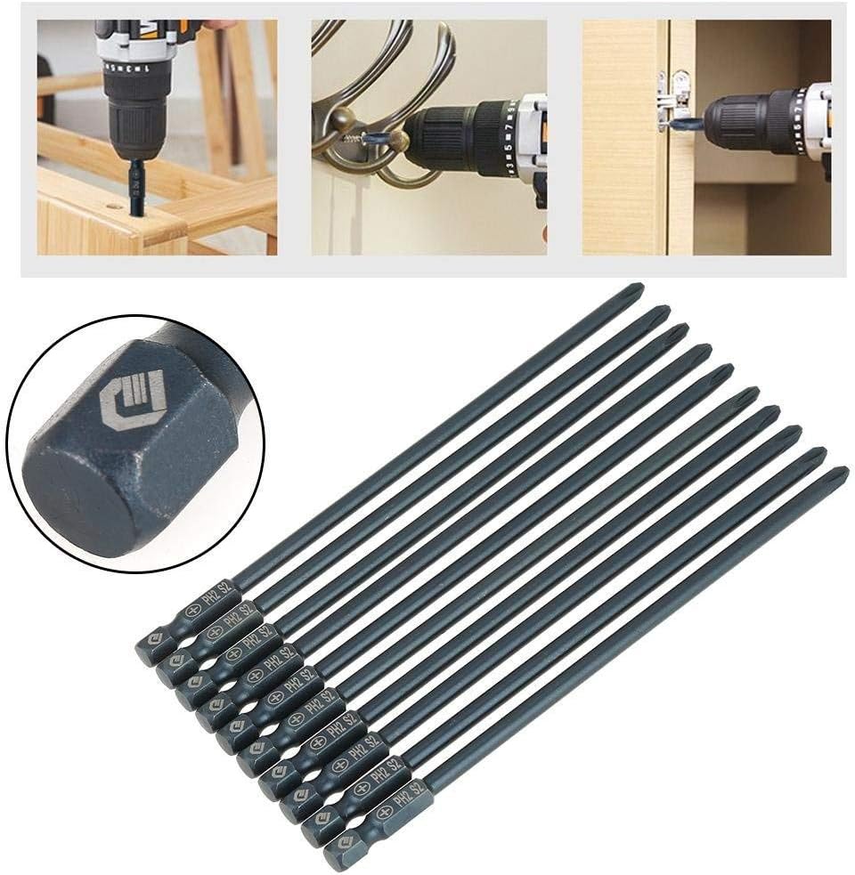 10 pcs150mm Schraubendreher Lange Kreuzschlitzschraubendreher-bits Set S2 1/4 inch Sechskantschaft P