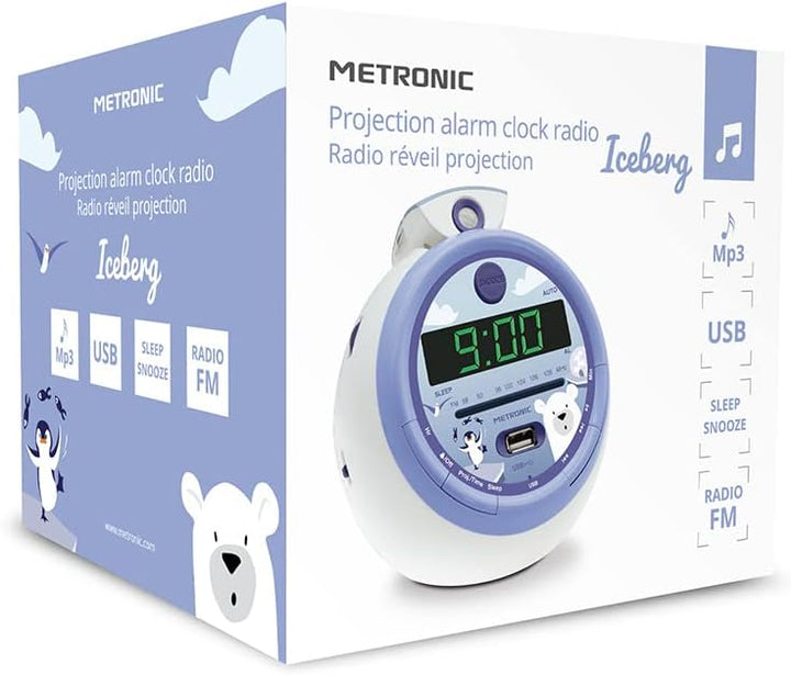 Metronic Iceberg 477344 Radiowecker FM USB Projektion Dual Alarm Lila Iceberg Lila, Iceberg Lila