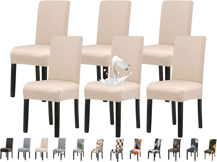 Jaotto Stuhlhussen 6er Set Wasserdicht Stuhlhussen für Esszimmerstühle Stretch Stuhlhussen Schwingst