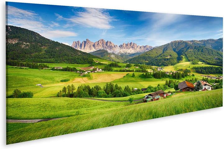 islandburner Bild auf Leinwand Dolomiten Berge Villnöss Wandbild Poster Kunstdruck Bilder Format: 12