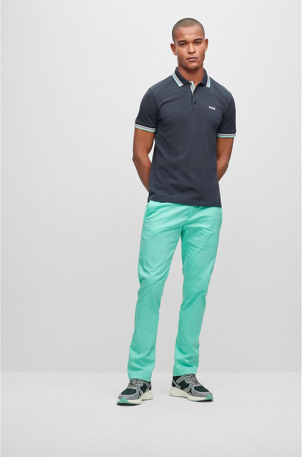 BOSS Herren Paddy Poloshirt aus Bio-Baumwolle mit Logo Dunkelblau L