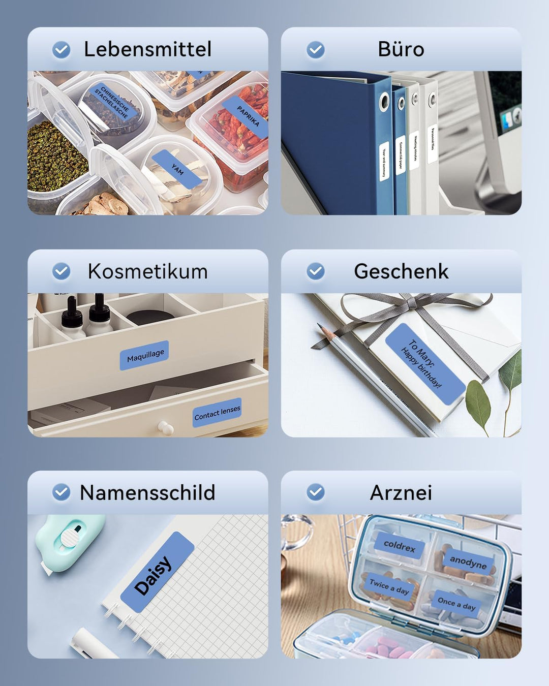 NIIMBOT Etiketten Selbstklebender Etikettenband für D110/D11/D101 Etikettendrucker, 12 x 40mm (0,47'