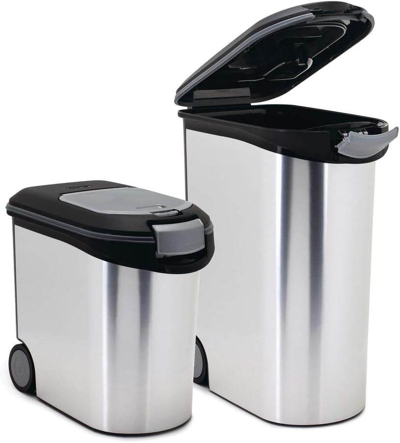 Curver Futter-Container 20kg I 54L Metal, schwarz/Silber, 49,3 x 27,8 x 60,5 cm, 1 Stück (1er Pack)
