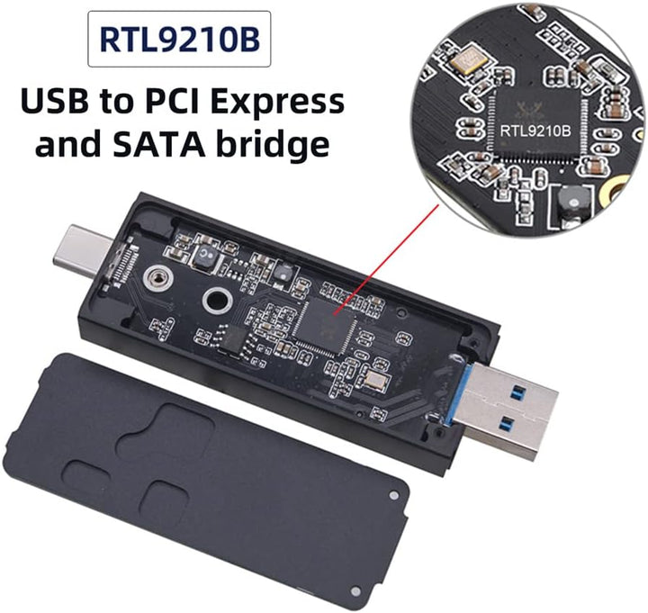 Cablecc Combo Typ-C & USB 3.0 zu NVME M-Key M.2 NGFF SATA SSD PCBA Gehäuse 2230/2242mm Adapter RTL92