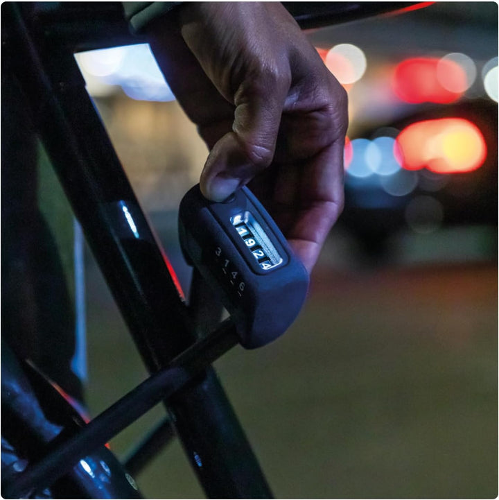 ABUS Faltschloss Bordo 6000C LED mit SH Schlosshalterung - faltbares Fahrradschloss mit beleuchtetem