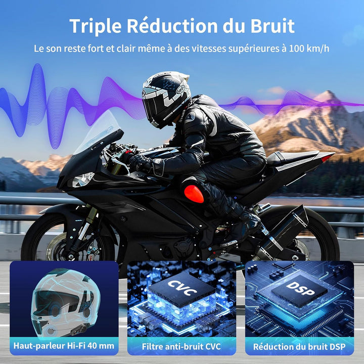FODSPORTS FX6 Motorrad Bluetooth Headset(2 Pack) 2 x FX6 Motorrad-Gegensprechanlage, 2 x FX6 Motorra