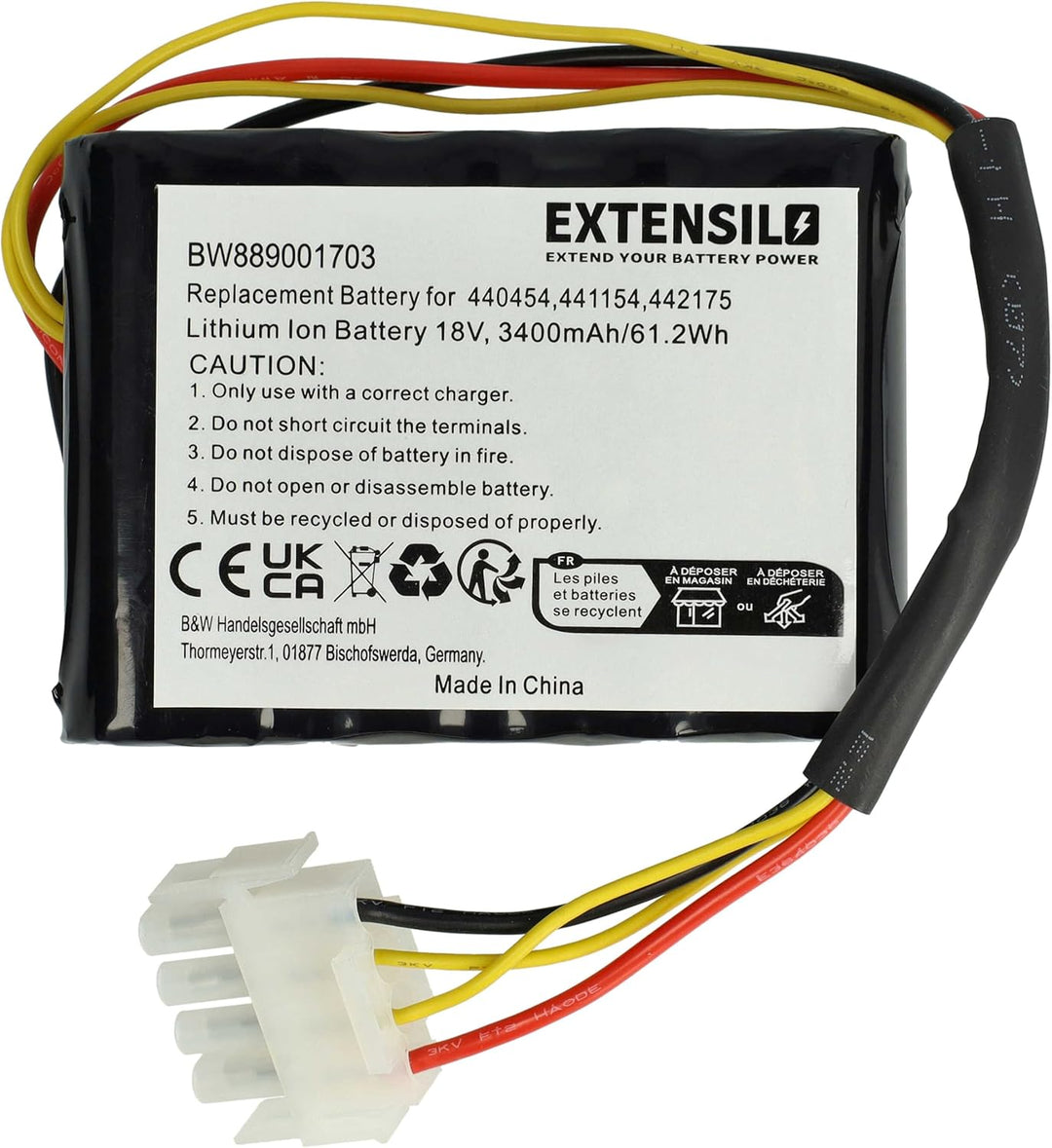 EXTENSILO Akku kompatibel mit AL-KO Robolinho 500 E (119833) 02/2018-01/2019, 100, 41.6, 110, 1150 W