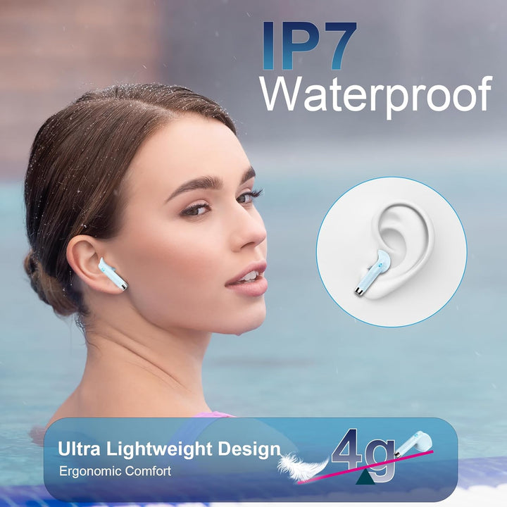Bluetooth 5.3 Kopfhörer, In Ear Kopfhörer Kabellos mit 4 Mic, 48H Tiefer Bass Spielzeit Wireless Ear