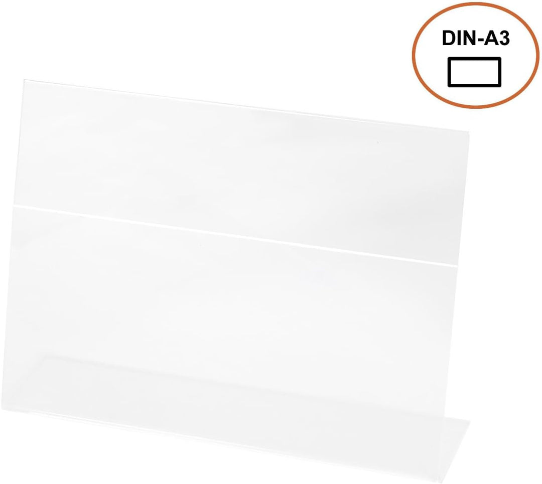 TUKA 10X A3 Quer Acryl Anzeige-Ständer Plakataufsteller, Tischaufsteller Schräg L-Ständer, Prospekts