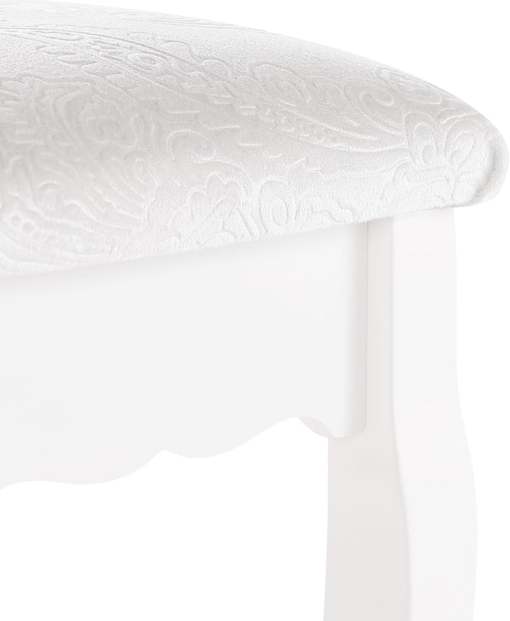 WOLTU MB6015cm Schminkhocker, Sitzhocker, Hocker Landhaus Hocker, Polsterhocker, MDF Holz, Weiss lac