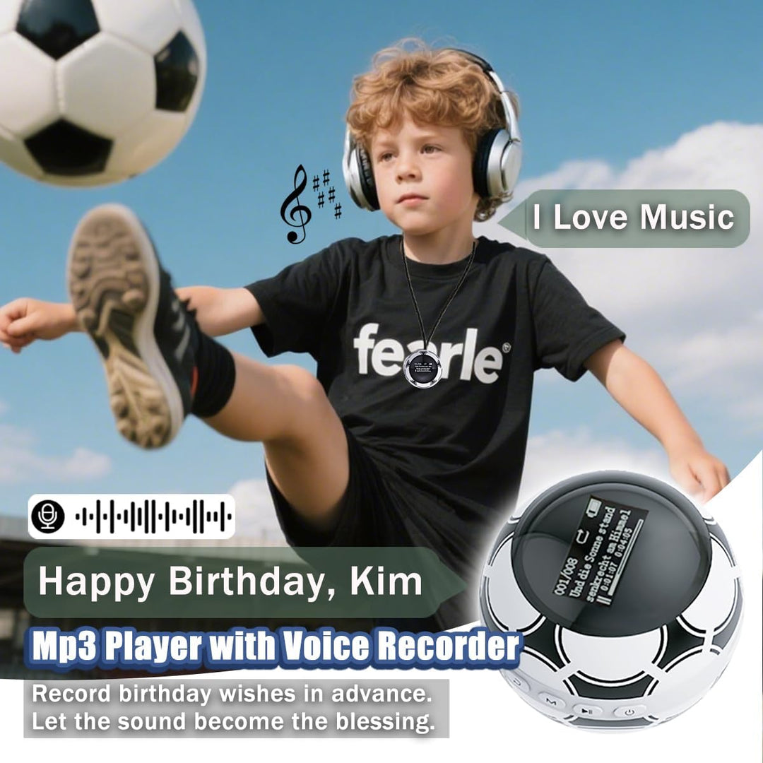 64 GB MP3 Player Kinder, MP3 Player Bluetooth 5.0, Mini Fussball Musik Player mit Kopfhörer, mp3-pla