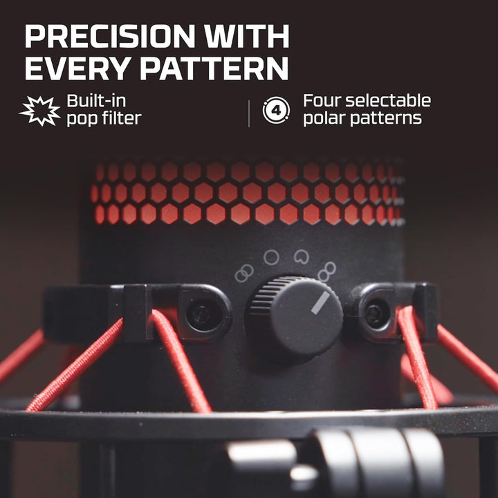 HyperX QuadCast – Standalone USB Mikrofon mit umfangreichen Funktionen für Streamer Gamer, Schwarz Q