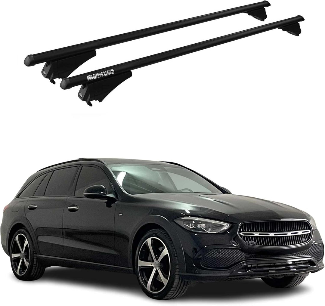 Menabo Grundträger Dachträger kompatibel mit Mercedes C-Klasse S206 2021-2023 Alu 75 Kg TÜV 2X Schwa