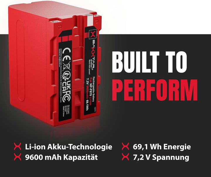 BAXXTAR PRO Akku NP-F970 echte 7800mAh (2X) - LG Cells Inside - kompatibel mit Sony NP-F980 / F970 /