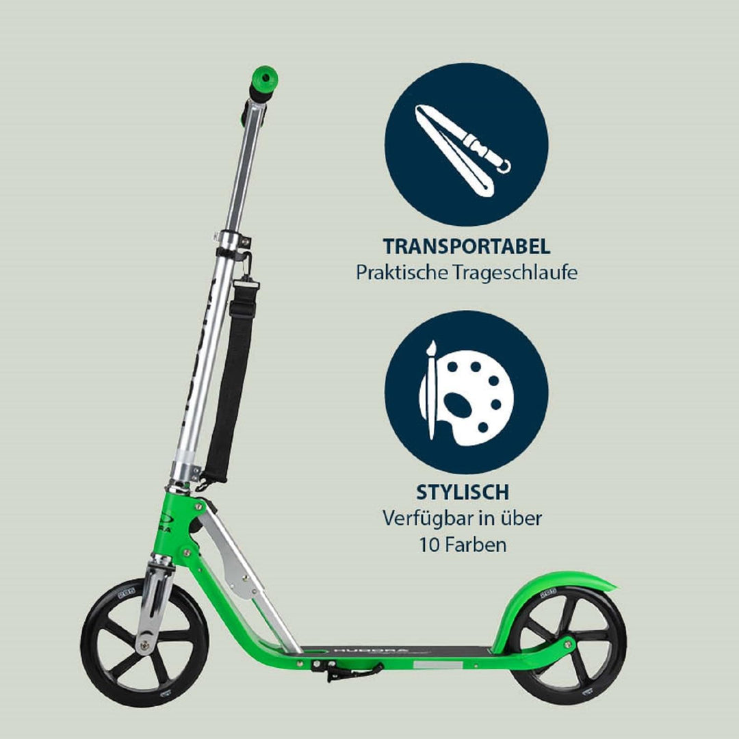 HUDORA BigWheel 205 Scooter inkl. Kabelschloss - Klappbar & Höhenverstellbar - Mit Tragegurt - Tretr