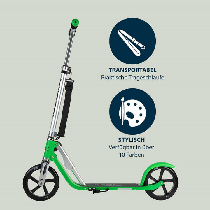 HUDORA BigWheel 205 Scooter inkl. Kabelschloss - Klappbar & Höhenverstellbar - Mit Tragegurt - Tretr