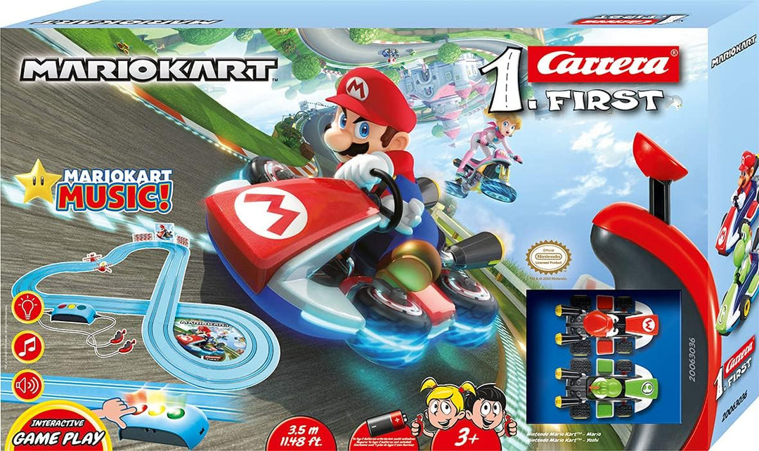 Carrera FIRST Mario Kart™ - Royal Raceway Autorennbahn für Kinder ab 3 Jahren | 2,4m Rennstrecke mit