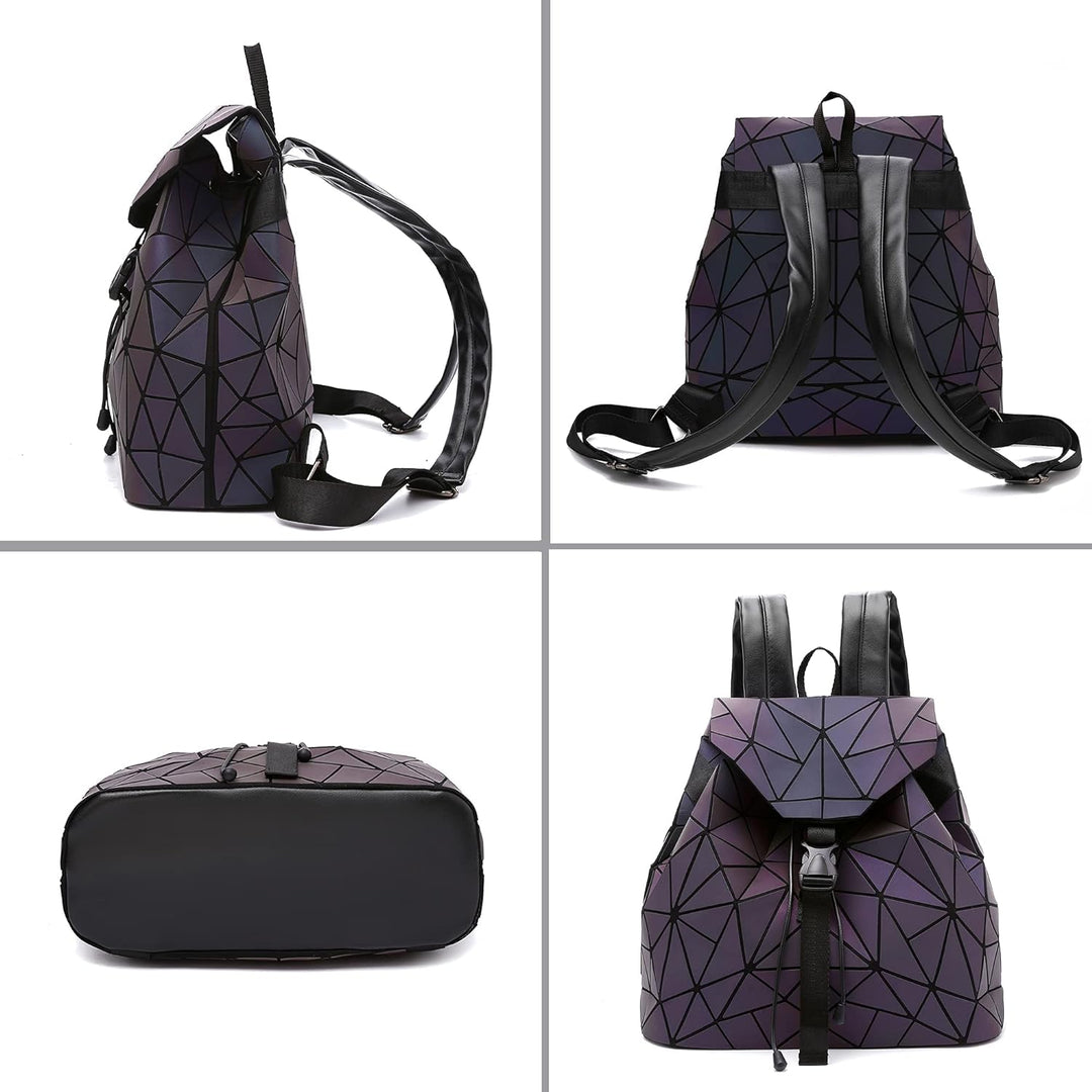 Nevenka Laptop Rucksack Geometrisch für Damen Holographisch Outdoor Rucksack Mädchen mit Verstellbar