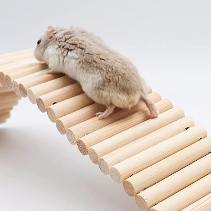 Qcwwy Haustierversteck, Meerschweinchen Holzleiter Brücke Kaninchen Versteck Haus Tunnel Nagetiere K