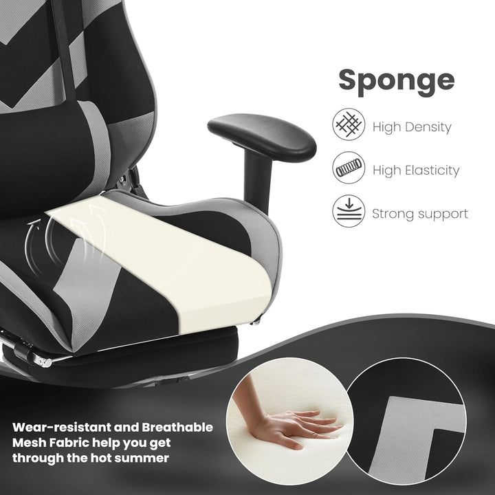 WOLTU® Racing Stuhl BS21gr Gaming Stuhl Bürostuhl Schreibtischstuhl Sportsitz mit Kopfstütze und Len