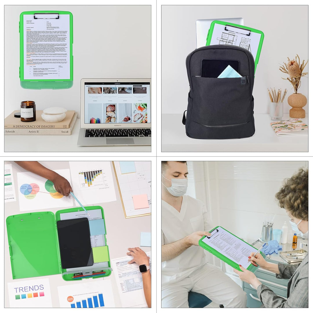 ZCZN Klemmbrett a4 mit Deckel, Schreibbrett mit Aufbewahrung, Kunststoff-Schreibbrett für Schule, In