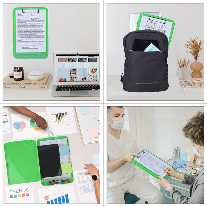 ZCZN Klemmbrett a4 mit Deckel, Schreibbrett mit Aufbewahrung, Kunststoff-Schreibbrett für Schule, In