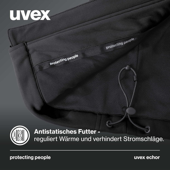 Uvex Echor Softshell-Arbeitsjacke für Herren - atmungsaktiv & wasserabweisend S Schwarz, S Schwarz