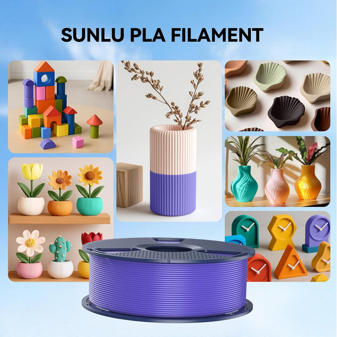 SUNLU PLA Filament 1.75mm,Sauber Gewickelt 3D Drucker Filament PLA 1.75mm,Massgenauigkeit +/- 0,02mm