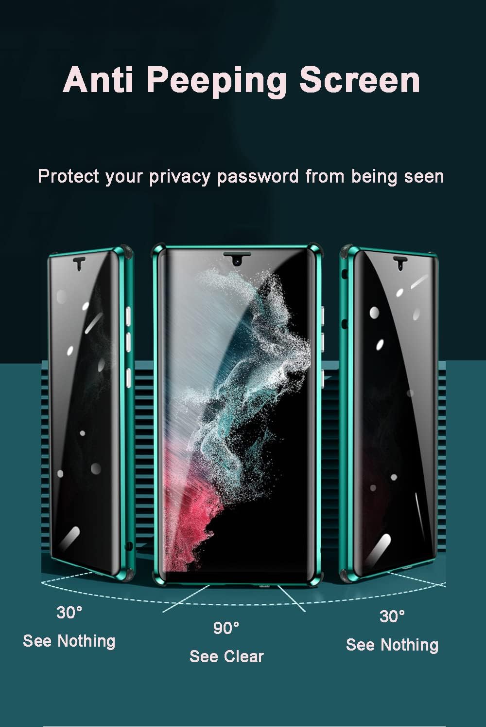 CeeEee Anti-Peep Hülle für Galaxy S23 Ultra Case 5G Kameraschutz Magnetisch Handyhülle Doppelseitig