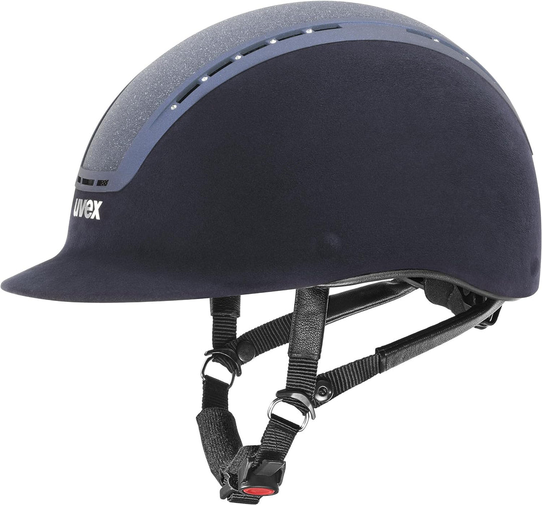 Uvex Reithelm suxxeed Glamour Blue Kristalle blau Veloursimitat Glitzereinsatz blue 54-55 cm, blue 5